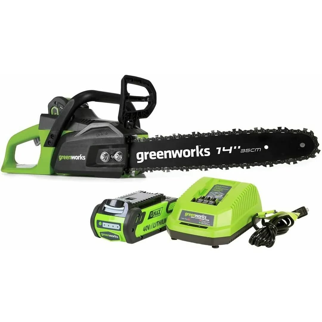 Цепная пила аккумуляторная GreenWorks GD40CS15K4, 40V, до 1,5 КВТ, с АКБ 4АЧ и ЗУ