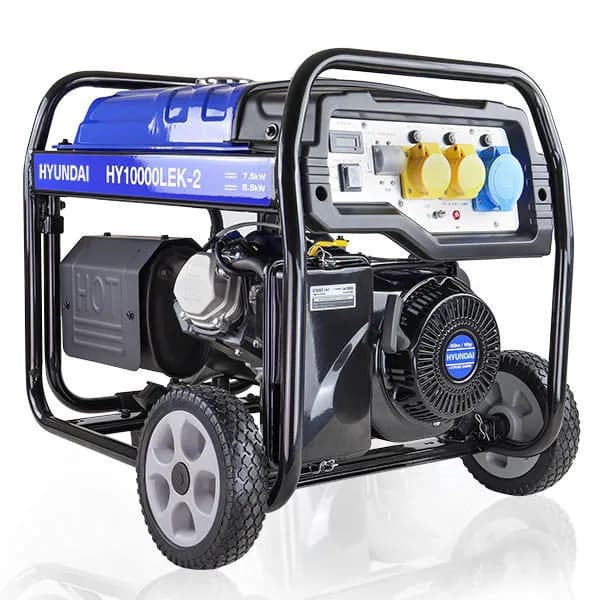 Бензиновый генератор Hyundai HY10000LEK-2, 7.5 кВт ном, макс 8 кВт-10 кВА, 115В-230В, 459 см3, бак 25 л, вес 97.2 кг, электро-ручной старт
