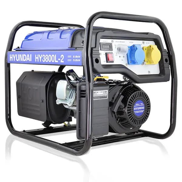 Бензиновый генератор Hyundai HY3800L-2, 2.8 кВт ном, макс 3.2 кВт-4 кВА, 115В-230В, 210 см3, бак 15 л, вес 45.7 кг, ручной старт