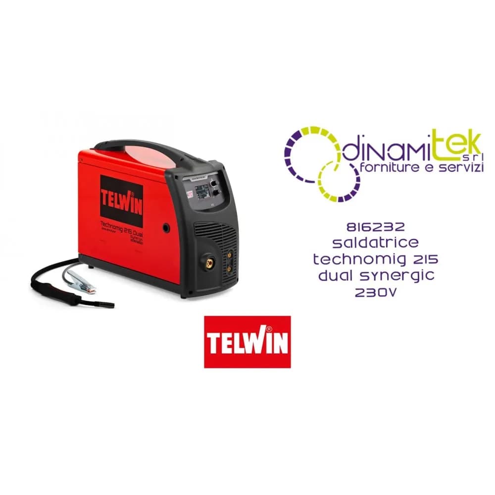 Инверторный полуавтомат Telwin TECHNOMIG 215 DUAL SYNERGIC, MIG-MAG-TIG-MMA, ток 20-220А, 230В